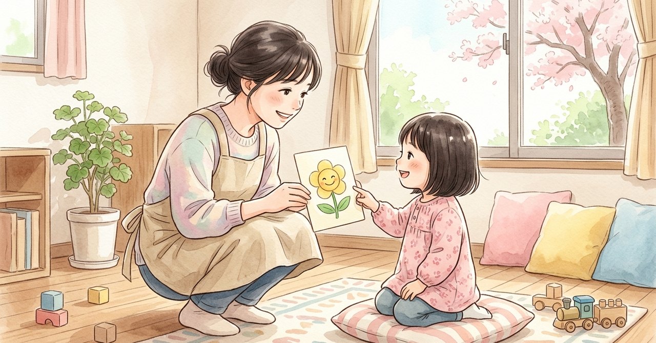 園で声が出ないとき、家庭との場面差を先生へ伝えるの絵