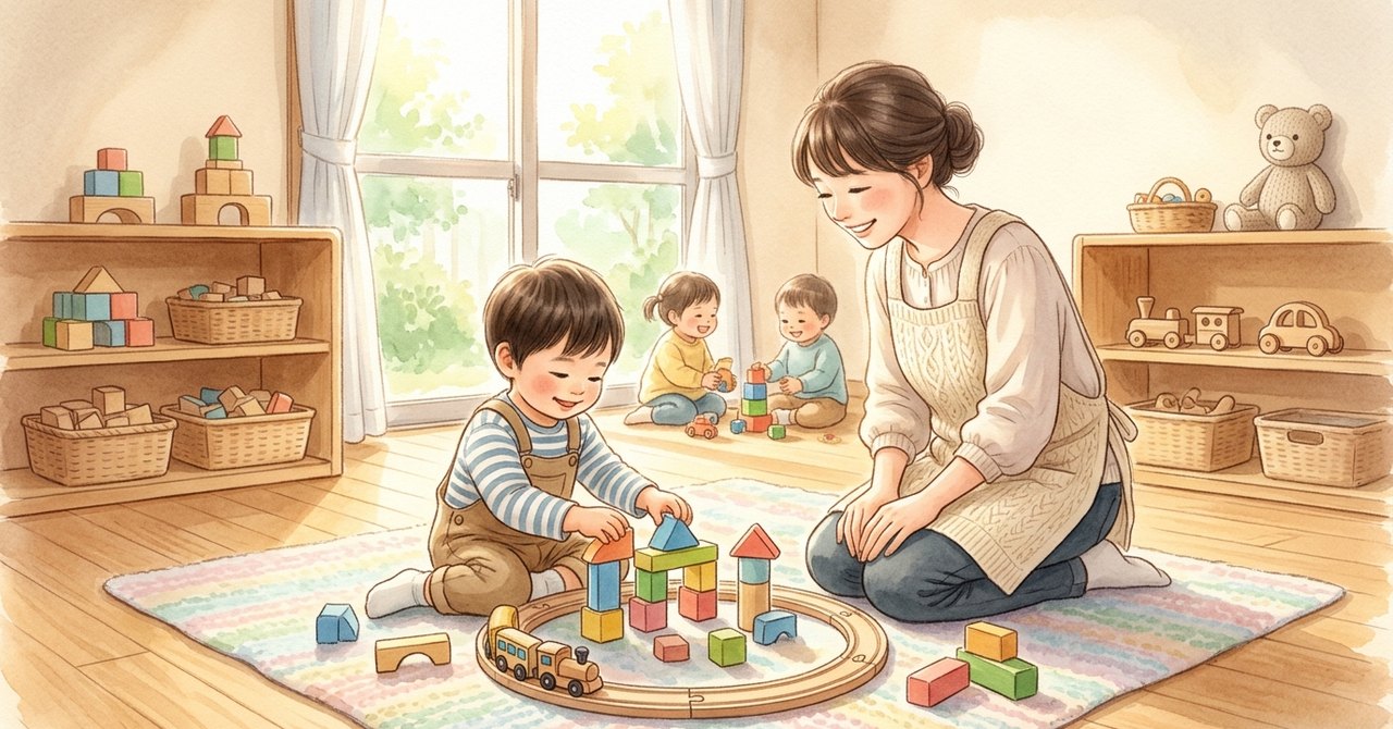 一人遊びを大切にしながら、園での参加の仕方を相談するの絵