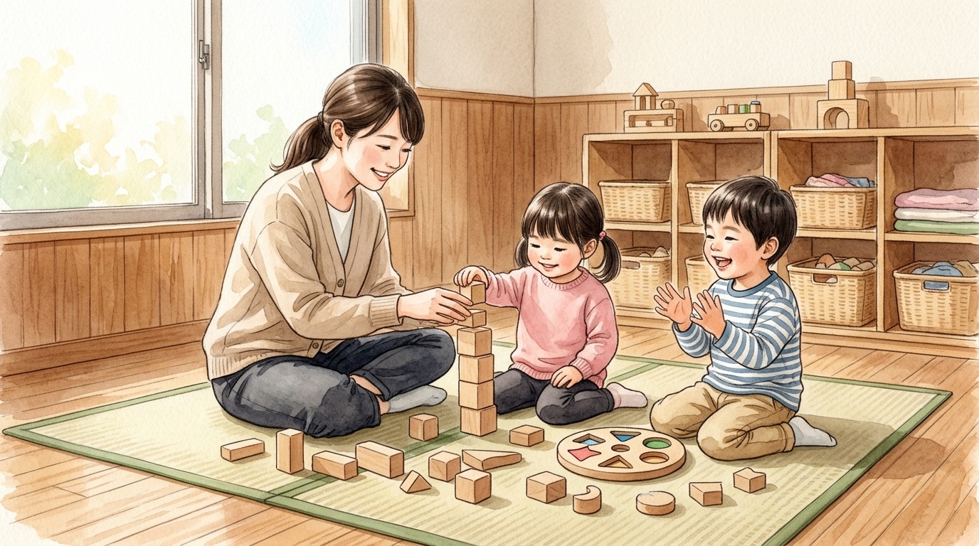 南九州市で子どもの発達について相談する場面の絵