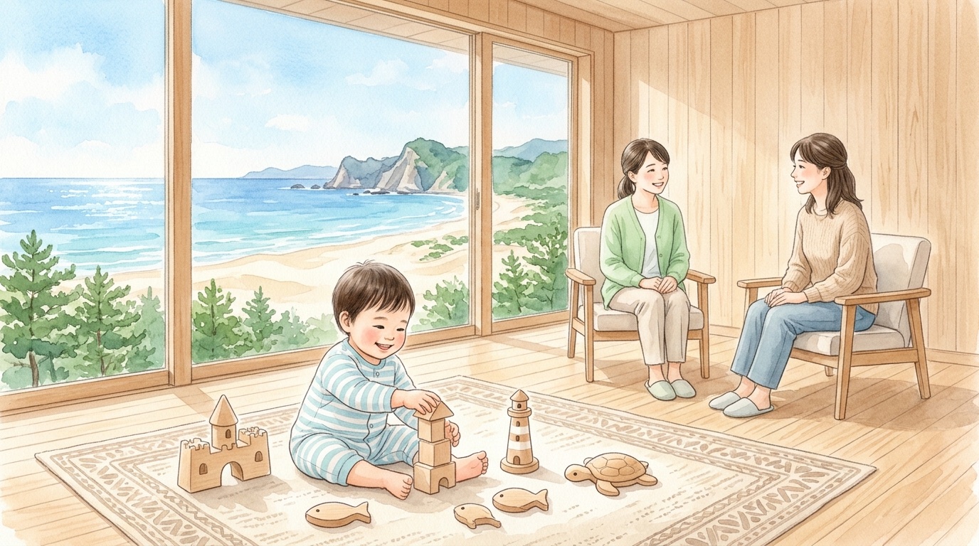 南さつま市で子どもの発達について相談する場面の絵