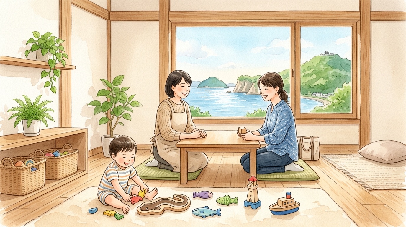 志布志市で子どもの発達について相談する場面の絵
