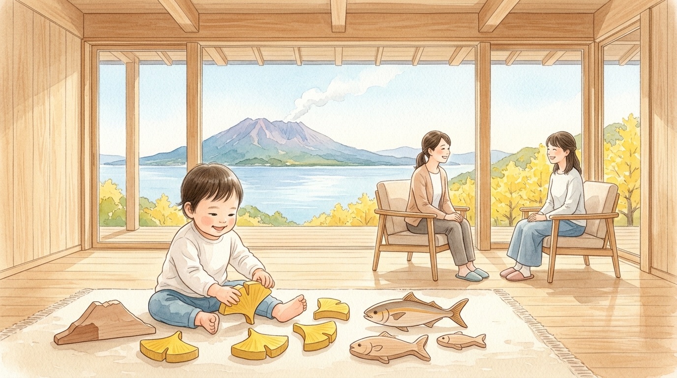 垂水市で子どもの発達について相談する場面の絵