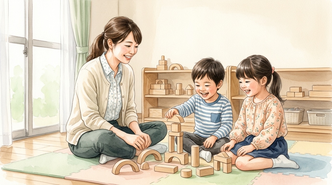南大東村で子どもの発達について相談する場面の絵