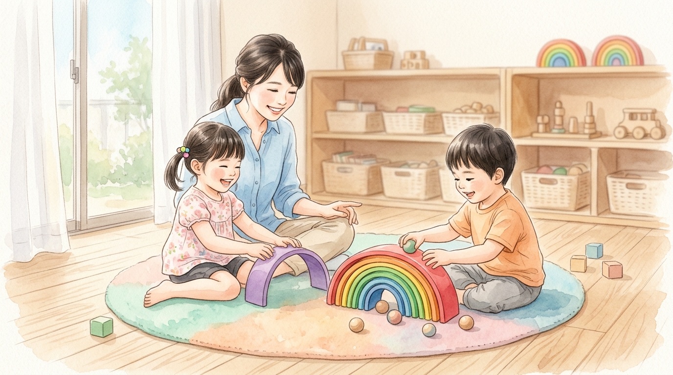 多良間村で子どもの発達について相談する場面の絵