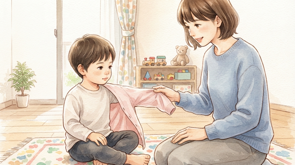 袖に手が通らないときの着替え｜新宿区の相談先と、困っている場面の見つけ方の場面